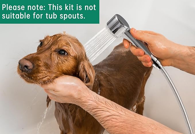 3 Mode Dog Shower Attachment, High Pressure Handheld Sprayer with ON/OFF Switch, G1/2" Metal Shower Diverter, 100 Inches Stainless Steel Hose, No Drill Hook, for Indoor Pet Bathing and Washing-PurrikoPets