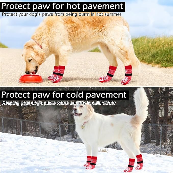 EXPAWLORER Anti Slip Dog Socks to Prevent Licking Paws, Dog Shoes for Hot Pavement, Dog Booties for Small Medium Large Senior Dogs, Traction Control Boots & Paw Protectors for Hardwood Floors-PurrikoPets