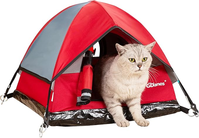 GDanes Cat House Portable Indoor/Outdoor Red Cat Tent for Cats and Small Dogs with Soft Pad-PurrikoPets