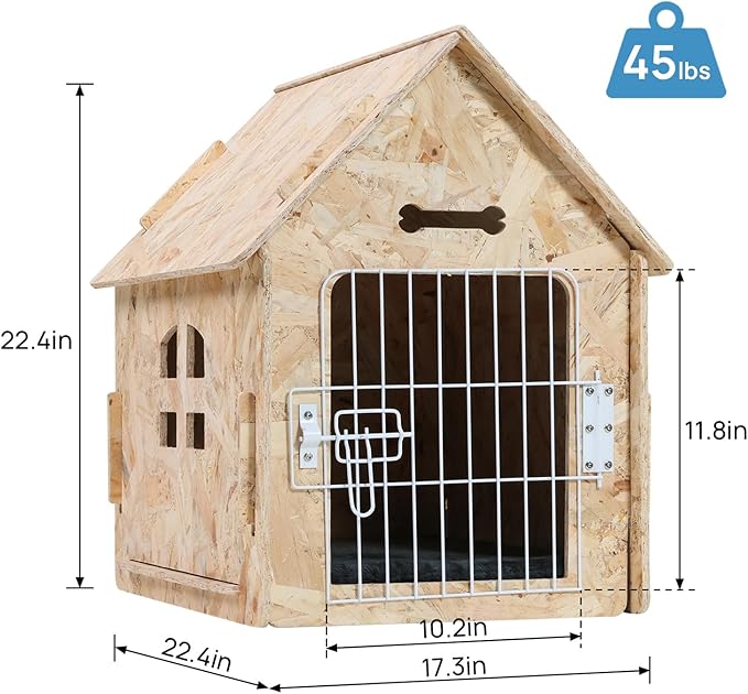 Dog House Indoor for Small Dogs or Cats, Cozy Wooden Design, Small Indoor Bed House, with Air Vents and Elevated Floor Warm Dog Cave-PurrikoPets