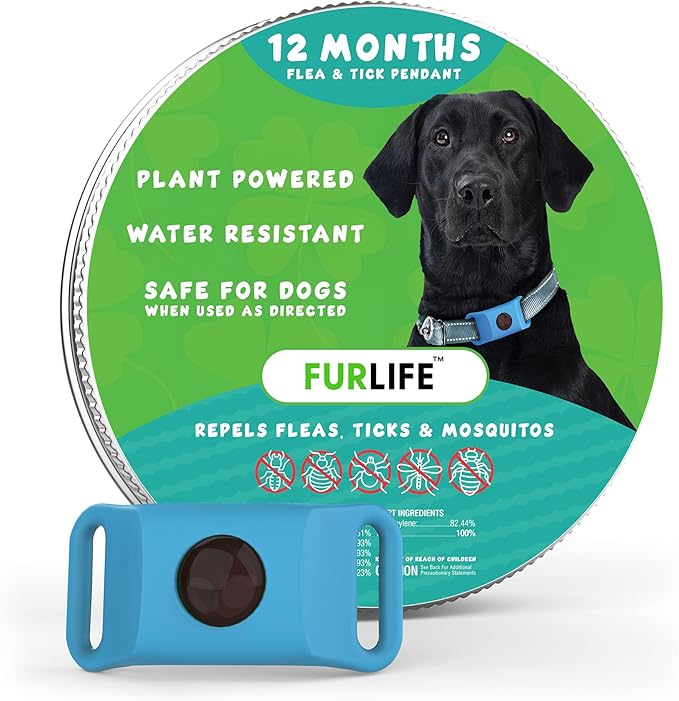 FurLife Blue Dog Tag, Flea and Tick Prevention for Dogs - Waterproof Pendant for Collar, Safe for All Breeds-PurrikoPets