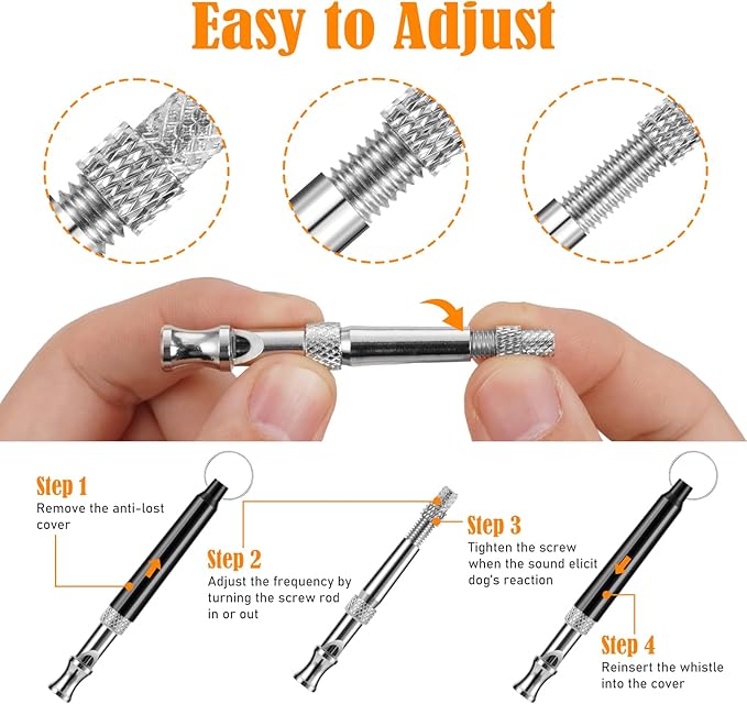 Dog Whistle, Dog Whistle to Stop Barking Neighbors Dog, Adjustable Ultrasonic Silent Training Device, Black-PurrikoPets