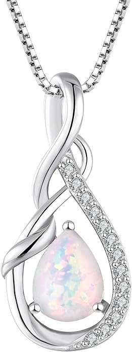 STARCHENIE Infinity Teardrop Pendant Necklace for Women 925 Sterling Silver Birthstone Jewelry
