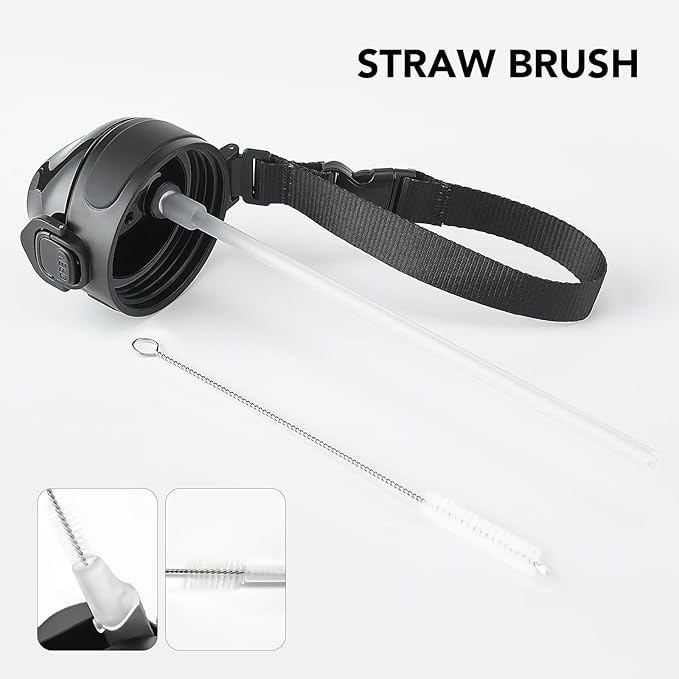 Enerbone 32 oz Insulated Water Bottle, Stainless Steel Bottle with Carrying Strap, Double-Wall Vacuum Insulation Design, Leakproof Sports Bottle with Straw, Keep Drinks Cold or Hot for Hours-PurrikoPets