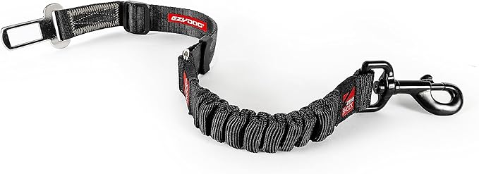 EzyDog Zero Shock Click - Shock Absorbing Dog Seat Belt Car Harness Attachment for Dogs - Adjustable Dog Restraints Seatbelts for Car Travel and Safety - (20in - 26in, Black)-PurrikoPets