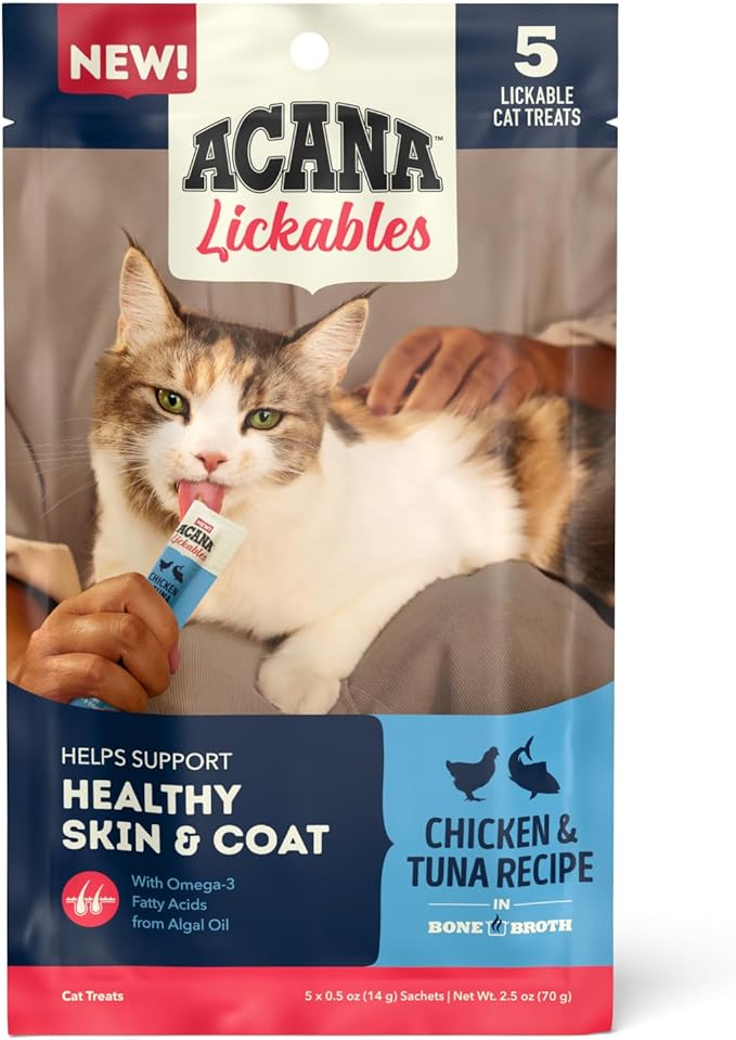 ACANA Lickables Cat Treats Chicken & Tuna Recipe .5oz Tubes (5 Count)-PurrikoPets