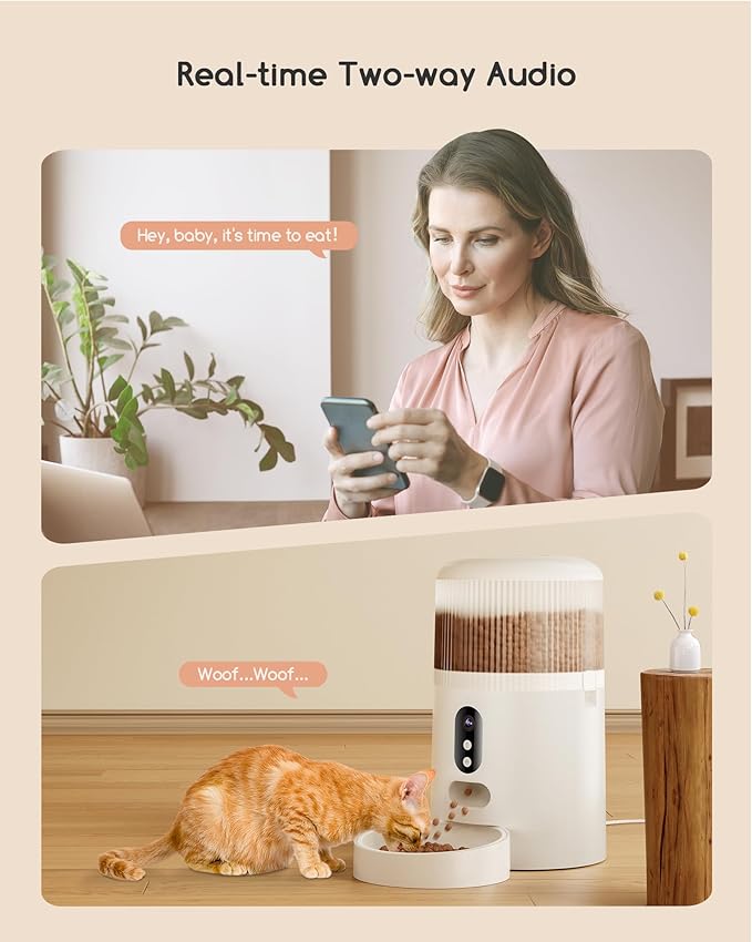 faroro Automatic Cat Feeder with Camera, 3MP HD Video & Night Vision, 5G/2.4G WiFi Smart Pet Feeder with APP Control, 2-Way Audio, Motion Alerts, Low Food Sensor, Timed Cat Feeder for Cats & Dogs, 4L-PurrikoPets