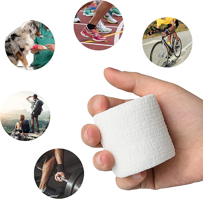 9 Pack 2" x 5 Yards Self Adhesive Bandage Wrap Self Stick Wrap for Ankle, Wrist, Finger, Sports, Breathable Cohesive Vet Tape for Pets (White)-PurrikoPets