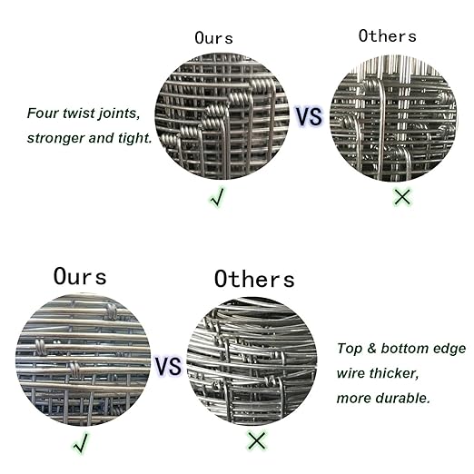 40in x 100ft Galvanized Wire Fence, Hog Goat Fencing Garden Fencing Roll, Heavy Zinc Coating Metal Wire Mesh for Yard Vegetable Plant Protection Poultry Netting-PurrikoPets