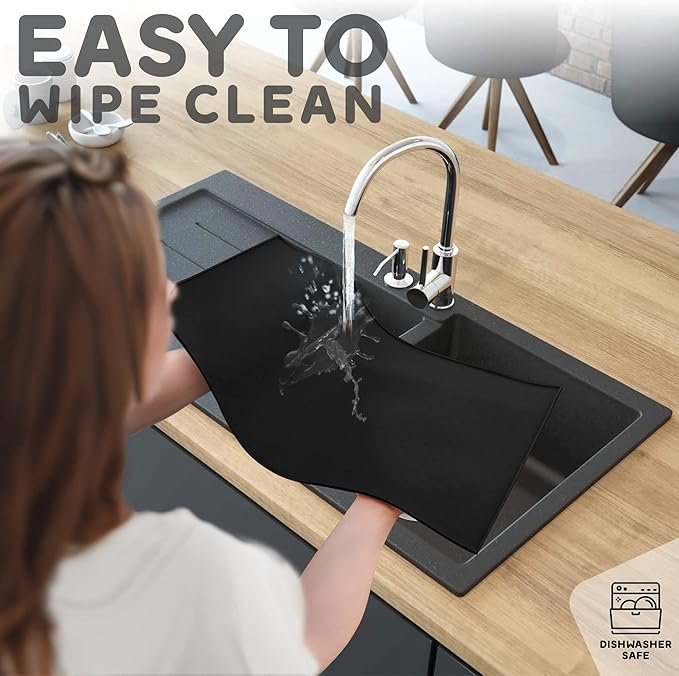 Dog Food Mat - Raised Edges Dogs Mat for Food and Water Prevent Spill, Waterproof Cat Food Mats Protect Floors, Easy Clean Dog Bowl Mats for Food and Water, Silicone Pet Food Tray-PurrikoPets