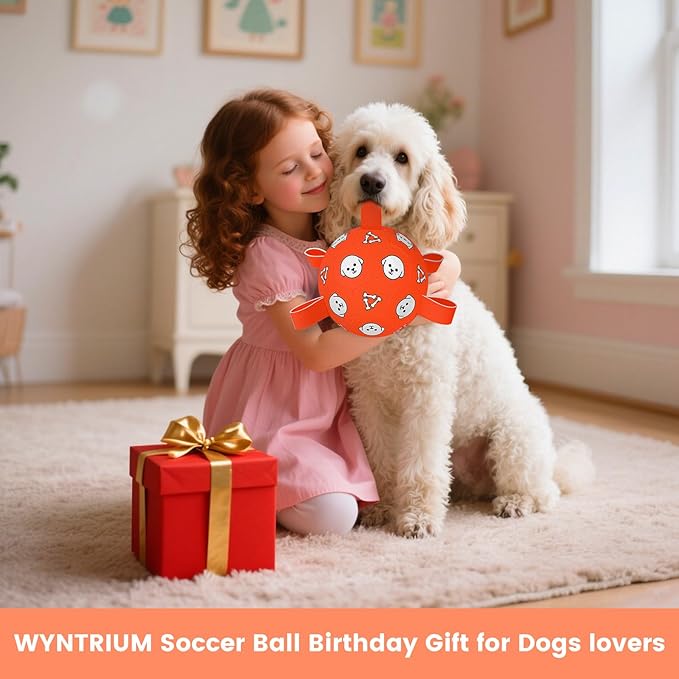 Dog Toys Soccer Ball with Straps, Durable Dog Balls, Interactive Dog Toys for Tug of War, Floating Water Puppy Toys for Indoor/Outdoor – Fun Dog Birthday Gift for Small Medium Dogs, 6 Inch-PurrikoPets