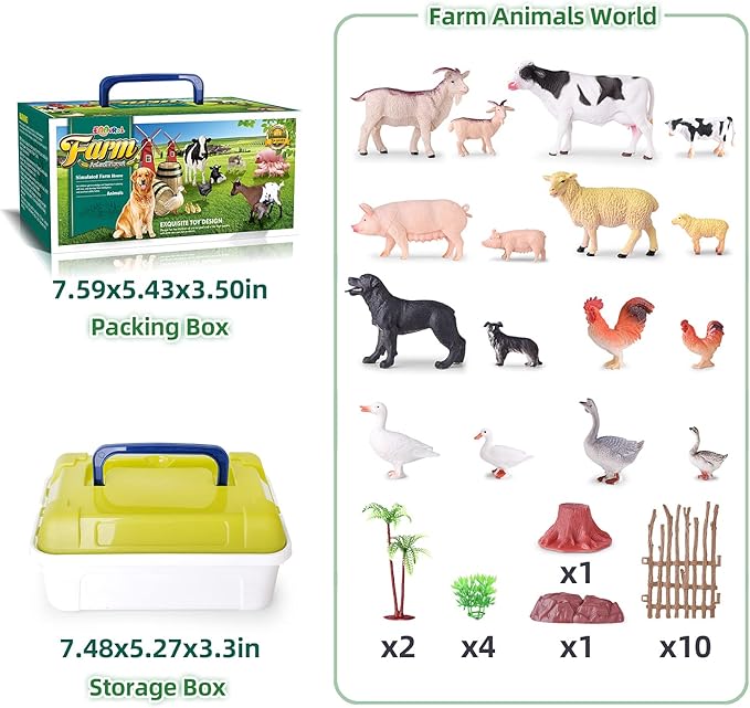 35 PCS Farm Animals Toys for Toddlers 3 Years Old Boys and Girls Realistic Animal Figures Playsets Toys for Kids 3~8 Christmas Birthday Gift-PurrikoPets