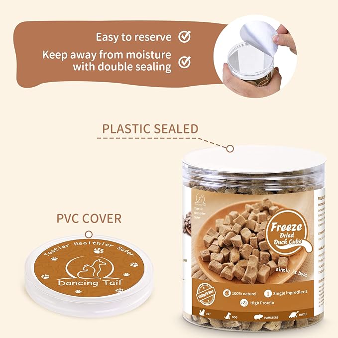Freeze Dried Raw Cat and Dog Treats, Healthy Limited Ingredient Duck Cube Weight Control Traing Treats for Small Dogs Cats 4.6 Ounce-PurrikoPets