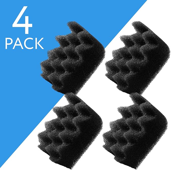 Evergreen Pet Supplies Aquarium Filter Foam Replacement - 4-Pack, Black - Compatible with Fluval 304/305/306 & 404/405/406 Models - Fish Tank Accessories & Aquarium Filters-PurrikoPets