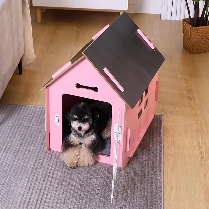 Dog House Indoor for Small Dogs or Cats, Cozy Wooden Design, Small Indoor Bed House, with Air Vents and Elevated Floor Warm Dog Cave-PurrikoPets