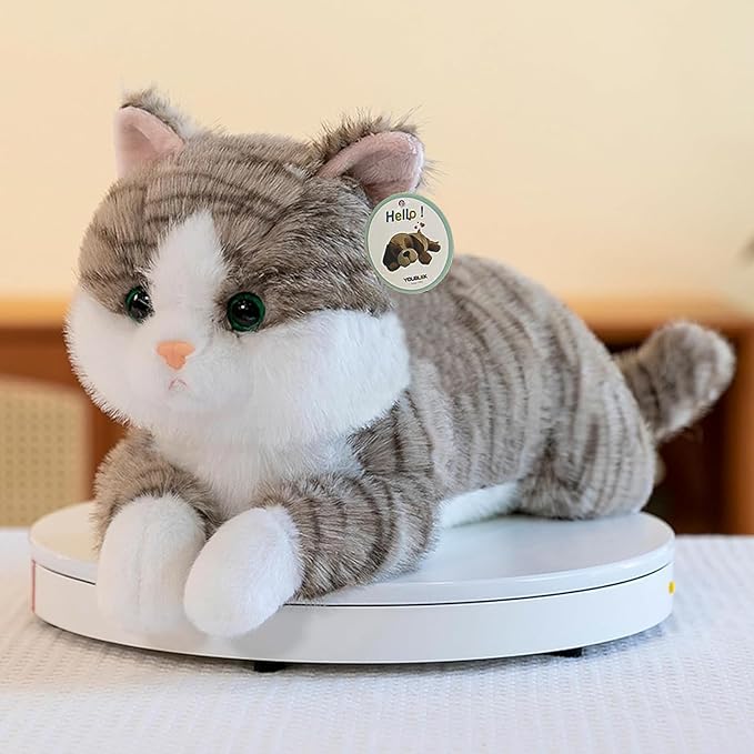 19 inch 3 lbs Cat Weighted Stuffed Animals, Realistic Weighted Cat Stuffed Animal, Sensory Comfort Plush Throw Pillow, Soft Kawaii Stuffed Kitty Plush Toy Gift for Adults Kids Youth-PurrikoPets