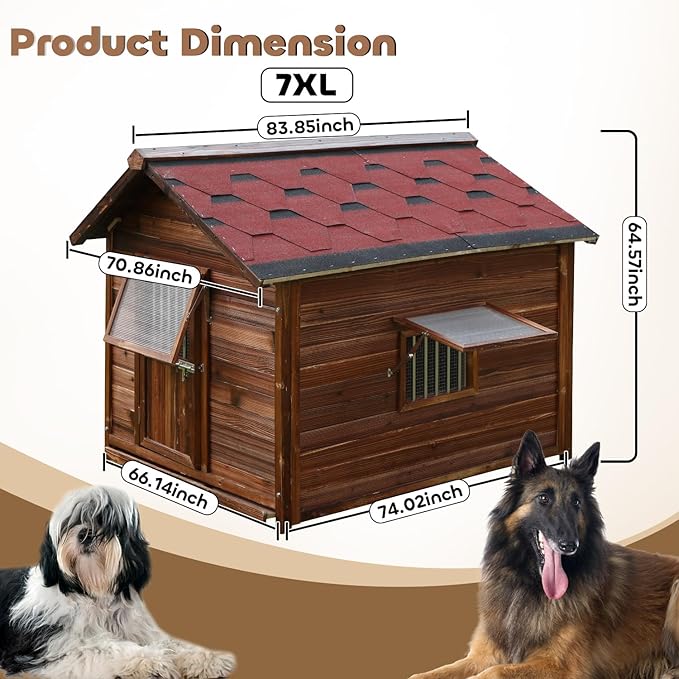 Extra Large Dog House Outdoor for Large Breed Dogs,Weatherproof Dog Houses for Dogs Outside with Door,Goat House for Outside, Wooden Dog House Outdoor-PurrikoPets