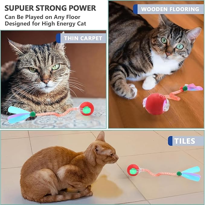 2 Packs Speed 2.0 Tail Interactive Cat Toys for Indoor Cats, Chirping & Motion Activate Ca t Toy, Smart Kitten Rolling Ball Moving Ball Toys, Rechargeable Dog Cat Bal l for Enrichment Exercise-PurrikoPets