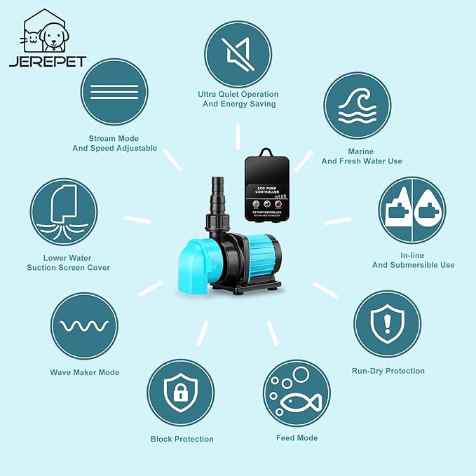 320GPH Mini Aquarium DC Water Pump with Controller, DC24V 12W Submersible Return Pump for Fish Tank,for 20g to 50g nano desktop Aquariums,Fountains,Sump,Hydroponic-PurrikoPets