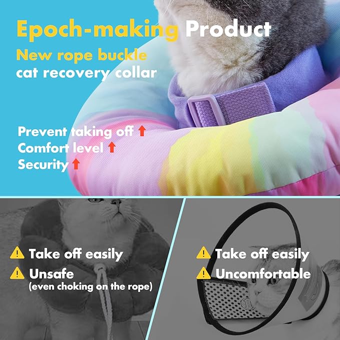 EWES Cat Cone Collar Soft M Size,Alternative Neck Cones to Stop Licking,Comfy Elizabethan Collars After Surgery Neuter,Donut Collar for Pet Cat Dog Kitten e Collar Recovery Shame-PurrikoPets