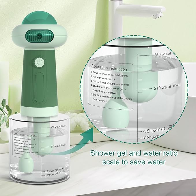 Dog Shampoo Dispenser, UFO Dog Shampoo Sprayer, Electric Foaming Shampoo Dispenser for Dog and Cat Washing, for Bathtub, Kitchen Sink, Bathroom Cleaning, Green-PurrikoPets
