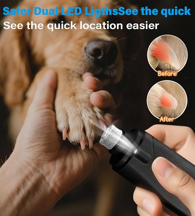 2 in 1 Dog Nail Clippers & Cat Nail Clippers Trimmers for Large Medium Small Dogs Cats Claw Trimmer Quick Sensor and Safety Guard USB Rechargeable Dogs Nail Trimmer with Catcher & 2 LED Lights-PurrikoPets