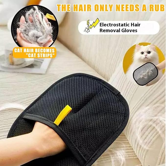 3pcs Pet Hair Removal Glove for Cats & Dogs, 2025 New Upgrade Efficient Grooming Gloves for Pet Hair, Reusable Cat Dog Electrostatic Hair Remover Grooming Glove Tool-PurrikoPets