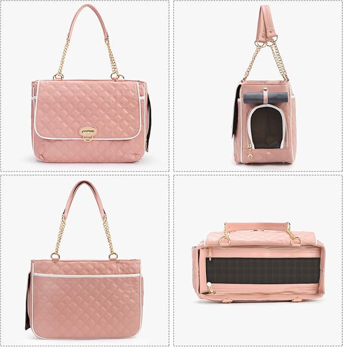 Fashion Pet Carrier Dogs Cat Small Animals Purse Bag, Leather Pet Carriers Dog Puppy Kitten Tote Travel Handbag TSA Airline-Approved-PurrikoPets