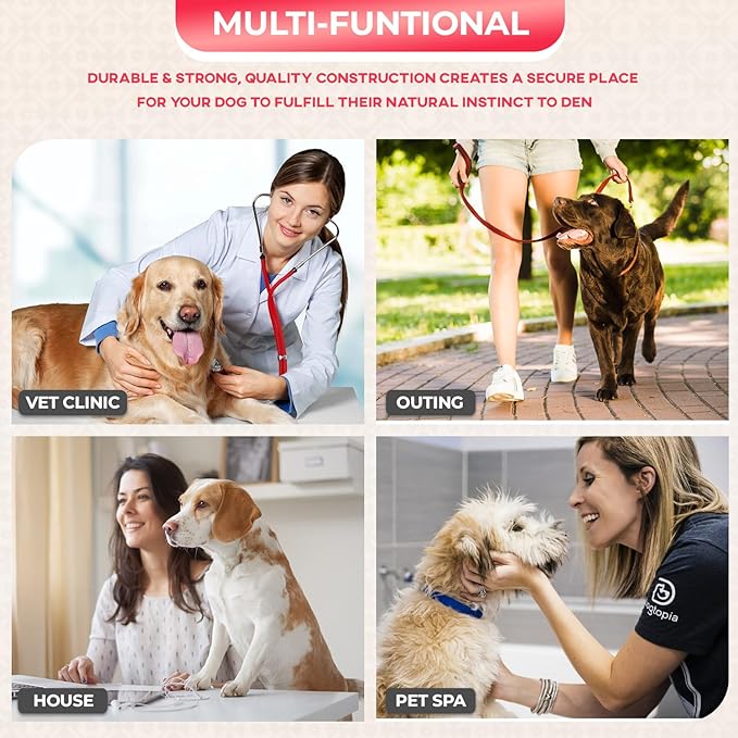 FDW Dog Crate for Large Dogs 48 Inch Folding Metal WirePet Cage Double Door W/Divider Panel Indoor Outdoor Kennel Leak-Proof Plastic Tray,Pink-PurrikoPets