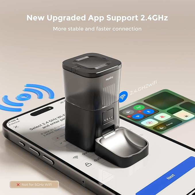 Espelho Automatic Cat Feeders WiFi: 2.4Ghz Smart APP Control- Timed Cat Food Dispenser with Desiccant Bag Keep Fresh for Indoor- Easy Set Up and Clean with Voice Recorder- Up to 10 Meals per Day-PurrikoPets