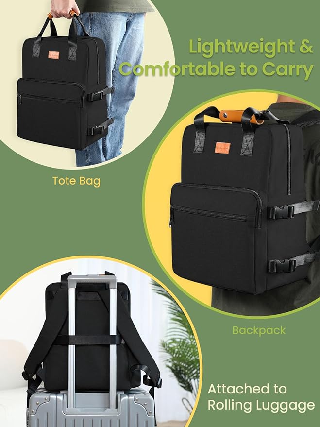 Dog Travel Bag, 25L Airline Approved Dog Travel Backpack for Pet Travel Accessories with 2 Food Storage Containers, 2 Foldable Bowls for Short Trips, Black-PurrikoPets