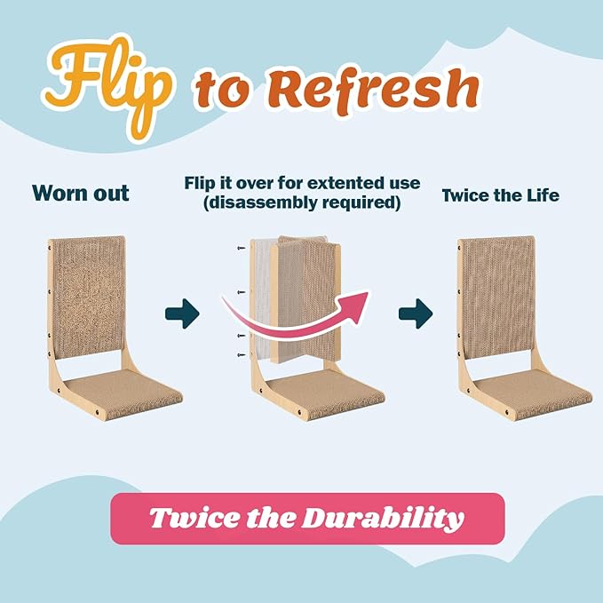 2-Pack Cat Scratching Board, 19.7'' Tall Cardboard L Shape Vertical Cat Scratchers for Indoor Cats, Cat Scratching Post for Wall and Couch, Medium-PurrikoPets