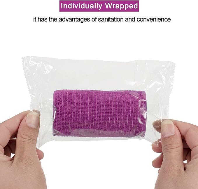 12 Pack Self Adhesive Bandage Wrap 3 inch X 5 Yards Elastic Self Adherent Cohesive Bandage for Ankle Wrist Sports Athletic Tape Pet Vet Wrap for Horses Dog First Aid Tape-PurrikoPets