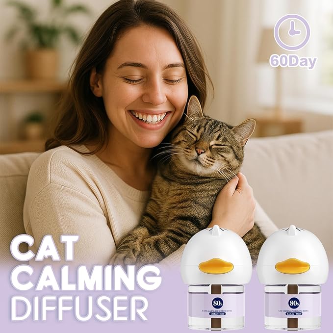 80S Cat Calming Diffuser Kit – Cat Pheromones Calming Liquid, Cat Pheromones Diffuser, 30 Days Continuous Stress & Anxiety Relief, Perfect for Multi-Cat Households, Fits All Common Diffuser Plug in-PurrikoPets