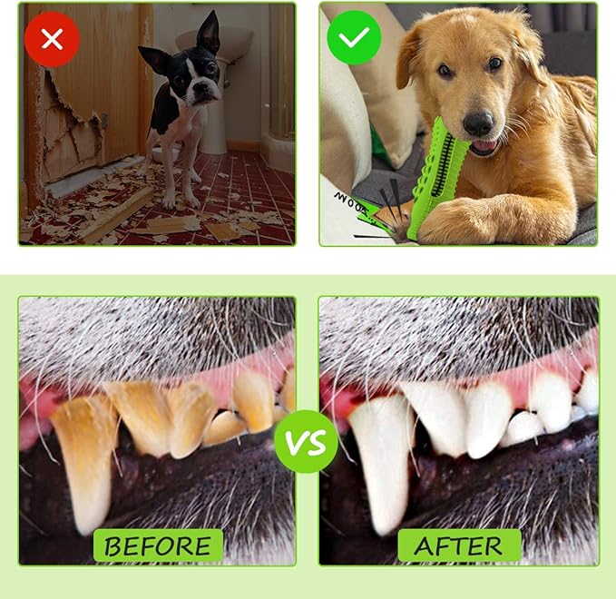 Dog Toys for Aggressive Chewers Large Medium Breed, Indestructible Dog Toothbrush Chew Toys, Squeaky Interactive Tough Extremely Durable, Dogs Toys to Keep Them Busy-PurrikoPets