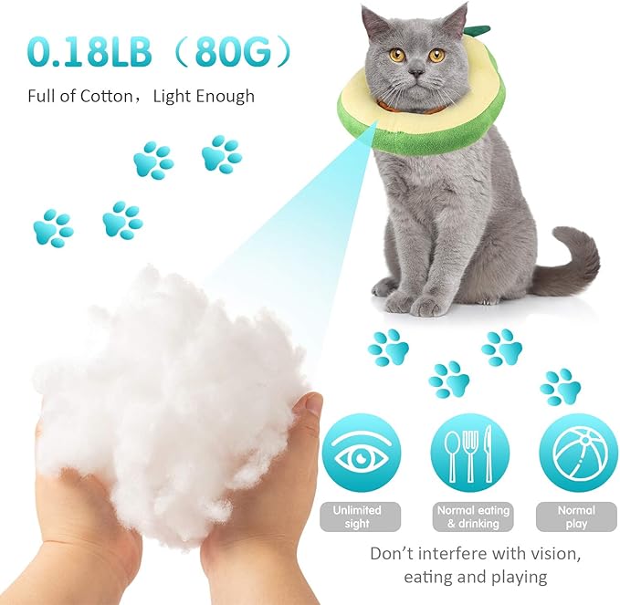 Frienda 2 Pieces Adjustable Cat Cone, Cat Recovery Collar, Kitten Cones After Surgery Pet Neck Strap Elizabethan Donut Toast Neck Cone Collar with Edge for Kitten-PurrikoPets