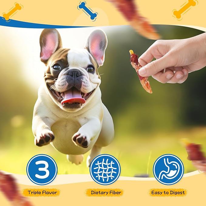 gazeupon Dog Treats，Chicken&Duck Wrapped Sweet Potato，Healthy Training Snacks for Dogs, Rawhide Free,14.1 oz-PurrikoPets