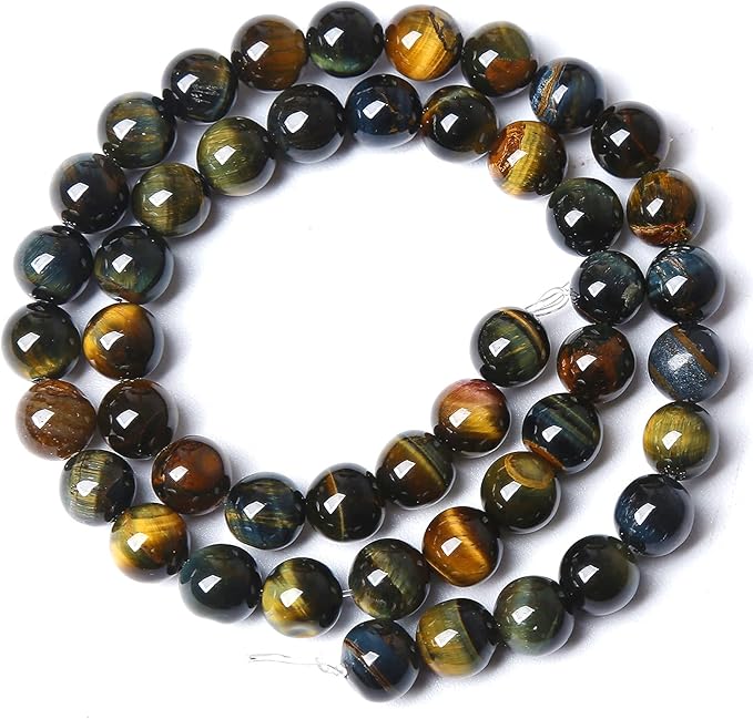 Yellow Blue Tiger Eye Beads Natural Stone Round Loose Beads Energy Gemstone Healing Power for Jewelry Making 6mm 60pcs 15"