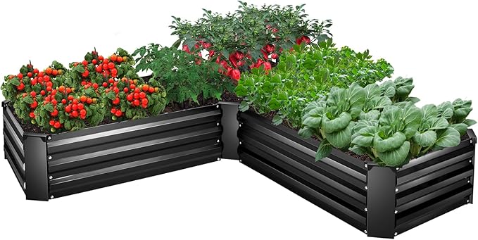 EDOSTORY Raised Bed Garden Bed Kit, 5x5x1ft Galvanized Planter Tall Raised Garden Boxes Outdoor, Large Metal Raised Garden Beds for Vegetables, Flowers, Herbs-PurrikoPets