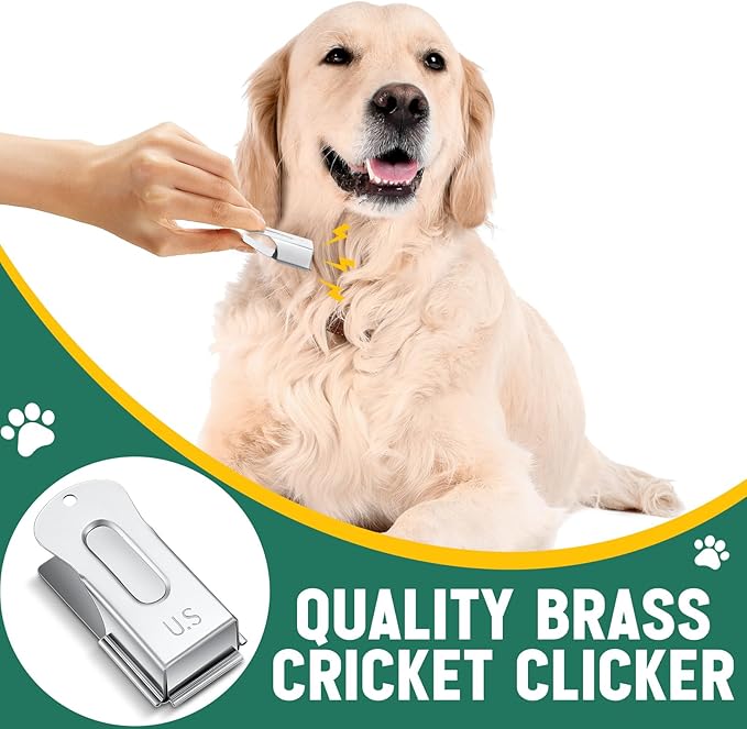 2 Pieces Brass Pet Training Clicker Signaling Cricket Clicker Metal Dog Clicker for Puppy Cats Trainer Pet Owners (Silver)-PurrikoPets