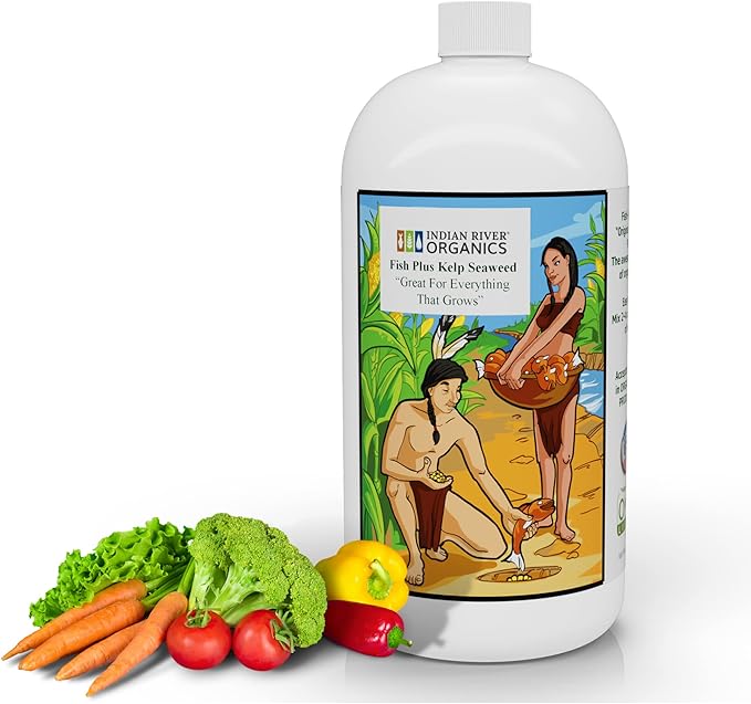 Fish & Kelp Blend Fertilizer - OMRI Listed Organic Fertilizer (36 oz) 1 Quart- Liquid Organic Fish and Kelp for Turf, Flowers, Shrubs, Plants, Fruits & Vegetables-PurrikoPets