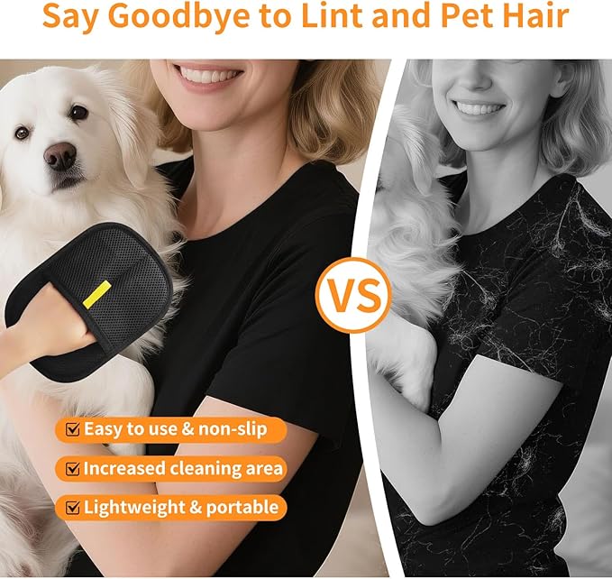 2 Pcs Electrostatic Gloves Pet Hair Removal,Reusable Pet Cat Dog Hair Removal Grooming Gloves Brush Tool-PurrikoPets