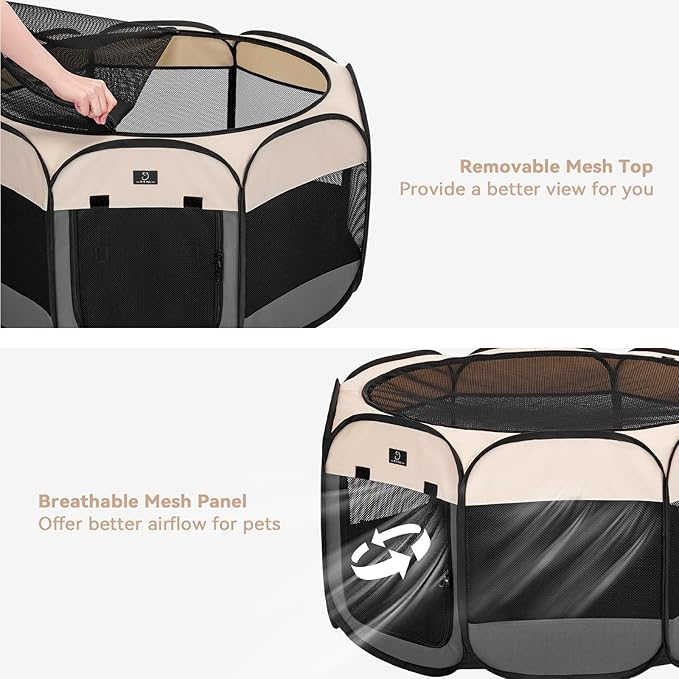 A4Pet Portable Kitten Playpen for Cats, 27" Foldable Pet Playpen for Puppy/Cat/Rabbit/Chick, with Removable Zipper Top & Mesh Panel(11”W × 7.5”H)-PurrikoPets