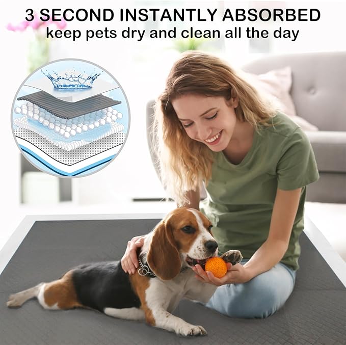 ELEGX 48"x36" Extra Large 30 Pcs Odor-Control Super Absorbency Charcoal Pee Pads for Dogs,Leak-Proof Pet Training Pee Pads,Thicken Disposable Potty Pads Puppy Training Pads for Cats Rabbits-PurrikoPets