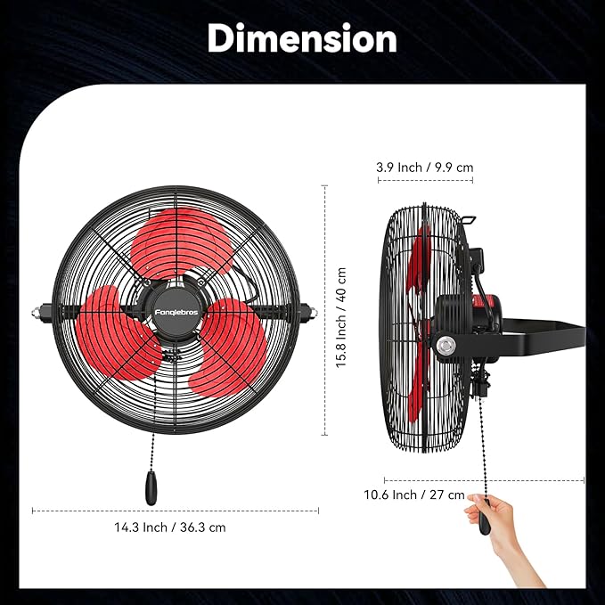 12 IN High Velocity Wall Mount Fan, 3 Speed Industrial Wall Fan with Sealed Motor, 2500 CFM Adjustable Air Circulator for Garage, Commercial, Greenhouse, Warehouse & Gazebo Use, UL Listed-PurrikoPets