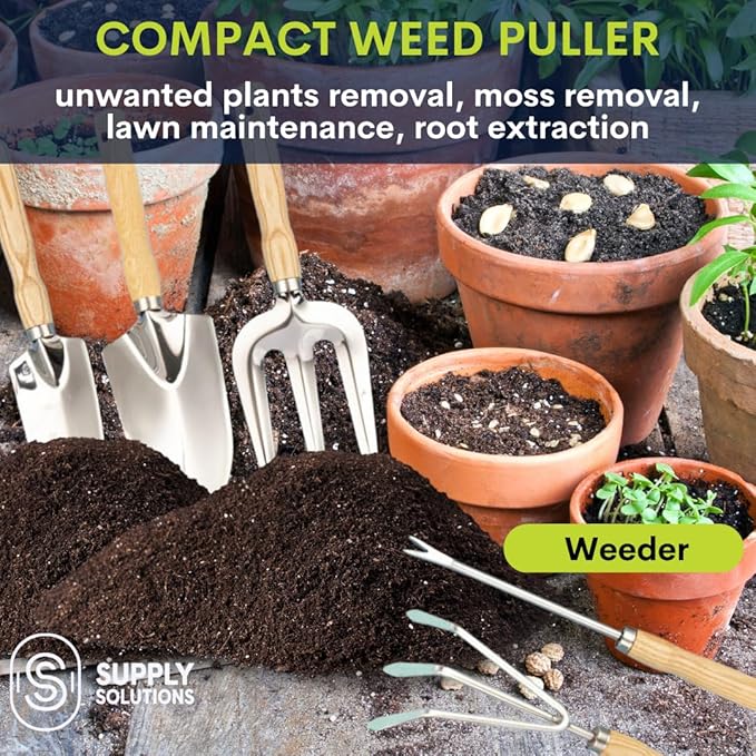 Gardening Tools - Perfect Garden Tools for Women or Men - Small Heavy Duty Gardening Hand Tools with Trowel, Transplanter, Fork, Rake, and Cultivator - Ergonomic Design Gardening Kit-PurrikoPets