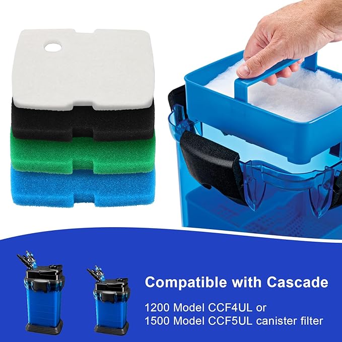 16 PCS Replacement Canister Filter Pad Compatible with Pennplax Cascade 1200/1500 CCF4UL/CCF5UL, Aquarium Sponge Media Parts Canister Filter Floss Pads for Fish Tank-PurrikoPets