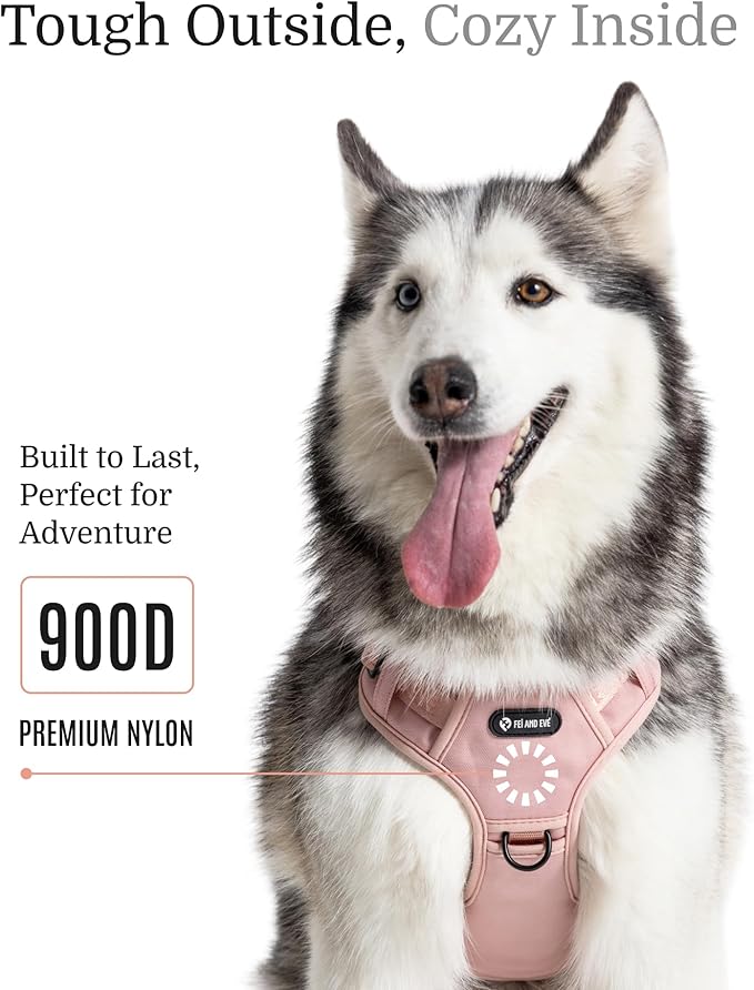 2025 New Edition, Fei & Eve MagEase Dog Harness - 3-Second Magnetic Buckles | 3-Point No-Pull Control | Heavy-Duty 900D Nylon | Dual Safety Handles | Breathable Mesh | Adjustable Fit | Small, Pink-PurrikoPets