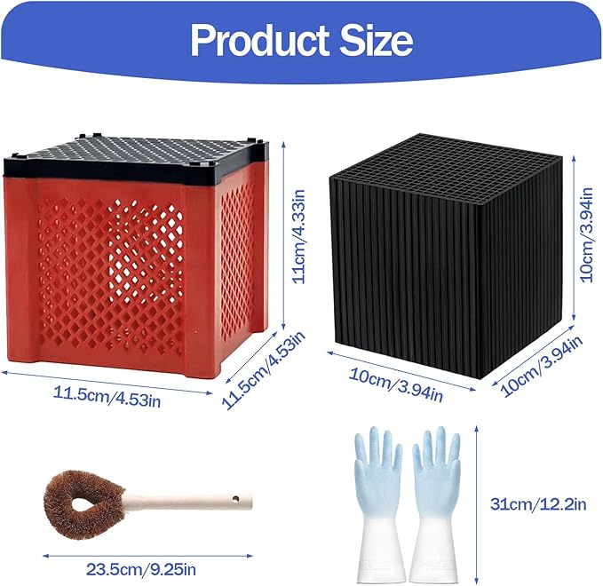 2 PCS 2026 New Pure Cube Water Trough Filter 2.0, Eco-Aquarium with Honeycomb Charcoal, Super Strong Filtration Activated Carbon Filter Media for Fish Tanks, Horse Troughs, Ponds & Livestock Tanks-PurrikoPets