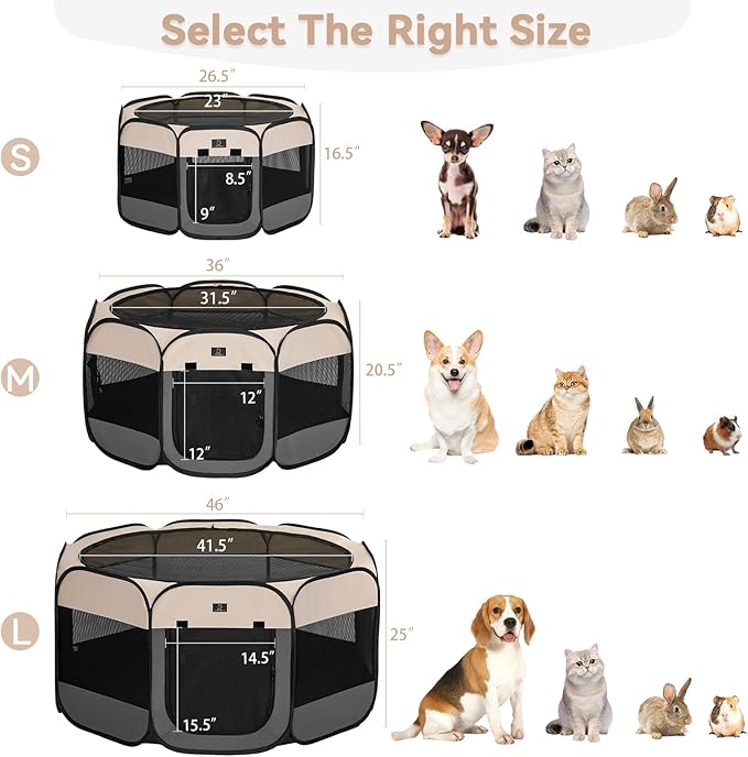 A4Pet Portable Kitten Playpen for Cats, 27" Foldable Pet Playpen for Puppy/Cat/Rabbit/Chick, with Removable Zipper Top & Mesh Panel(11”W × 7.5”H)-PurrikoPets